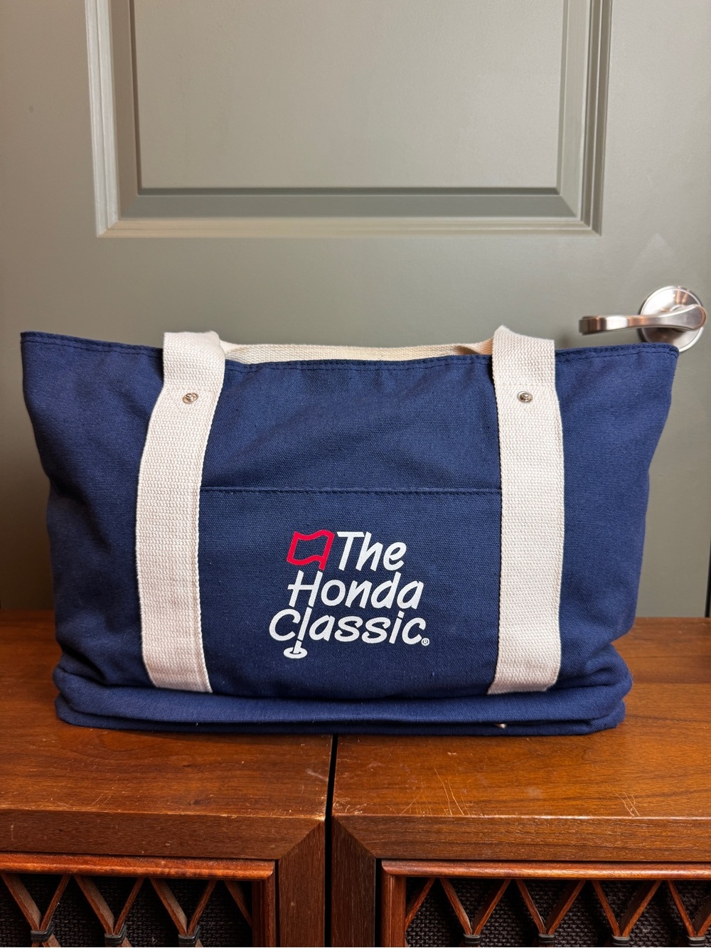 The Honda Classic Golf Canvas Tote Bag Navy Blue Cream Shoulder Bag
